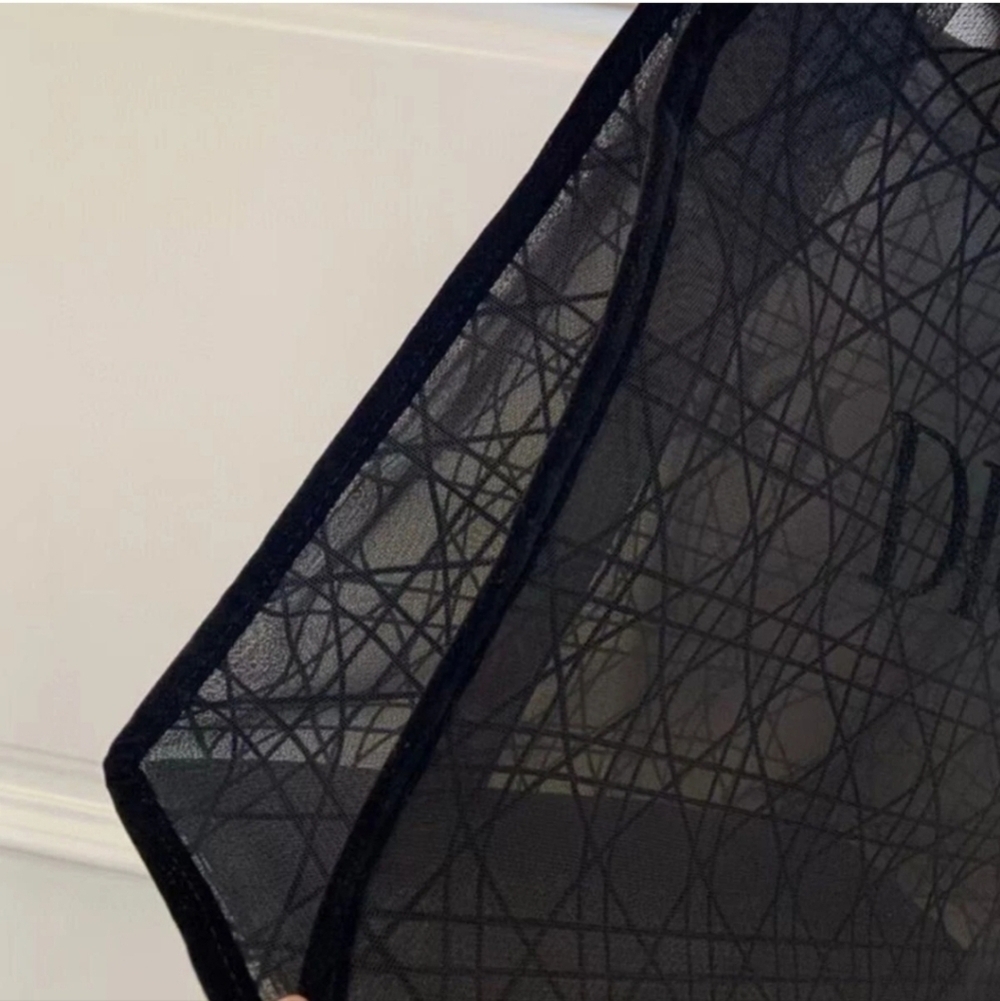 DIOR Black Velvet Mesh Cannage Pattern Tote Bag, GWP, New! - Picture 7 of 9